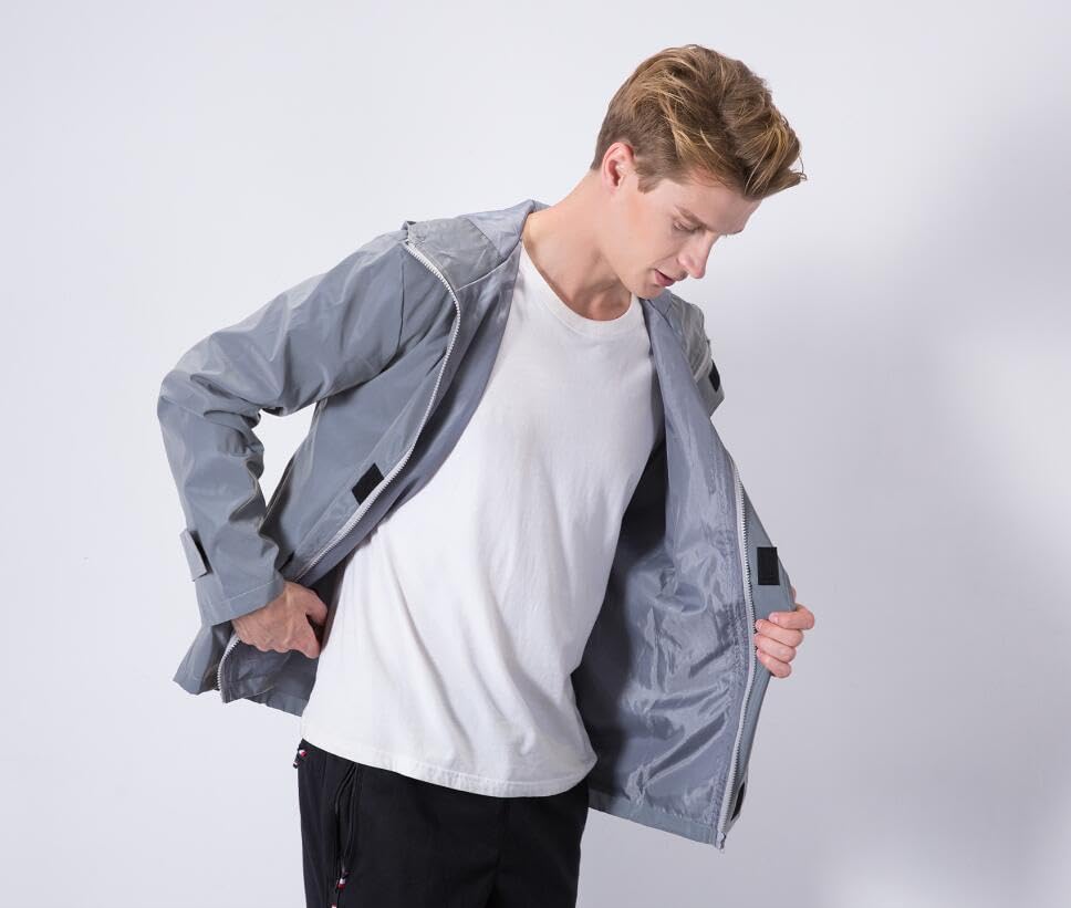 LZLRUN Mens Fully Reflective Jacket Outdoor Windbreaker Running Cycling Coat - Image 7
