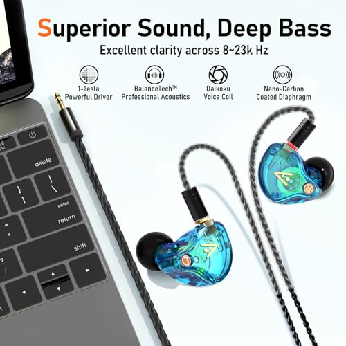 Image of Audiovance Vibes 202 HiFi Wired Earbuds, IEM in-Ear Monitor Headphones