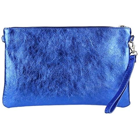 Girly Handbags Genuine Italian Metallic Leather Clutch Bag (Royal Blue) Cover