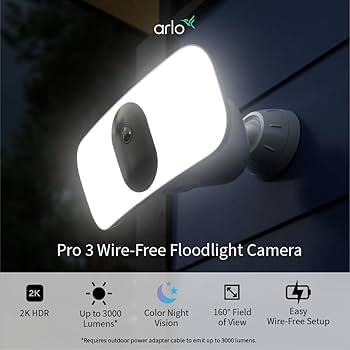 Arlo Floodlight Security Camera Outdoor + Solar Panel, Quality 2K HDR, 160° Wide Angle, Weatherproof, Colour Night Vision, Ringing Alarm Siren, Up To 3000 Lumen, 2-Way Talk, Free Trial Secure