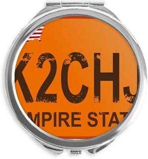 Car Licence USA American Number Pattern Hand Compact Mirror Round Portable Pocket Glass
