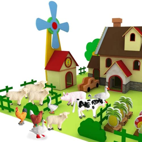 BALLVIC Bauernhoftiere Spielzeug Kunststoff Feste Tiere Aktionssimulation Spielzeug Modellfiguren Schwein Hund Kuh Schaf… – Bild 7