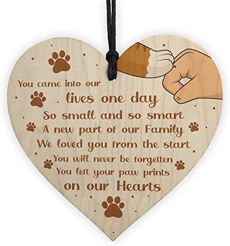 RED OCEAN Memorial Gift For Dog Cat Lover Memorial Pet Sign Keepsake Gift For Family Wood Heart
