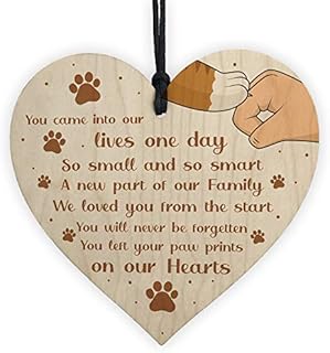 RED OCEAN Memorial Gift For Dog Cat Lover Memorial Pet Sign Keepsake Gift For Family Wood Heart
