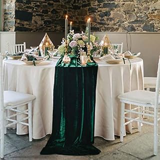 Luxurious Velvet Table Runner, 10ft Wedding Reception Decorations, 20x120inch Soft Velvet Fabric, Table Linen Overlay, Wedding Table Runners(Emerald Green, 20X120inch)