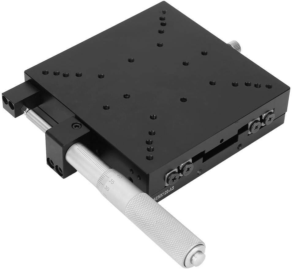 Linear Guide Rail X Linear Stage, SEMX120-AS 120 * 120mm Manual Slide Table Roller Guide Trimming Platform Sliding Table Single X Linear Guide Sliding Track Machine Tools