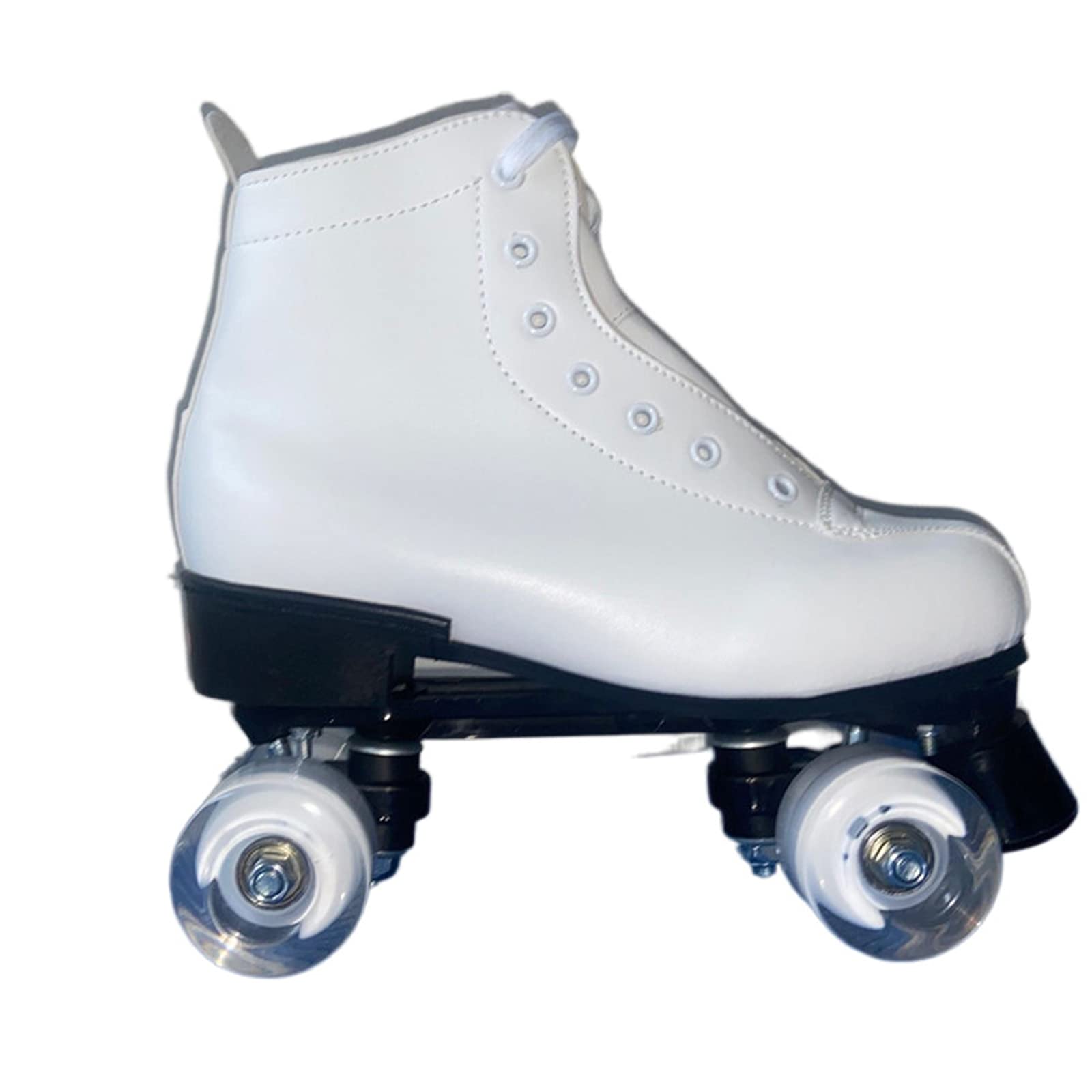 Patins à roulettes Blancs Unisexes Artistiques, Rollers Quad Double Rangée Roller Chaussure en Cuir PU Haut de Gamme pour Enfants Débutants, Adultes, Hommes et Femmes