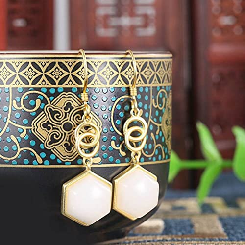 Pendientes S925 antialérgicos de jade nefrita para orejas sensibles 5