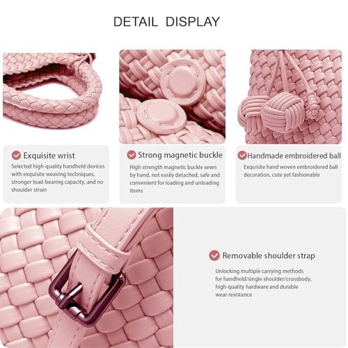 Image of Woven Tote Bag for Women with Coin Purse, Foldable Chain Small Crossbody Handbags, Fashion Shoulder Bag, Hobo Satchel
