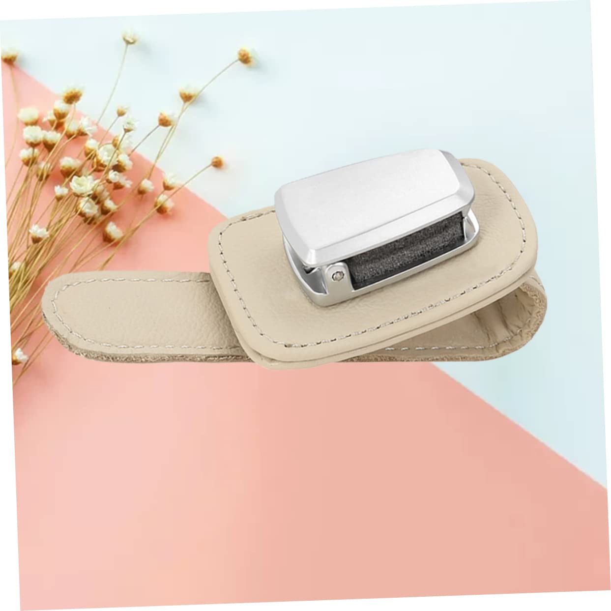 Gatuida 3pezzi Supporto Occhiali Multifunzionale Per Auto Clip Per Parabrezza Pu Organizer Per Occhiali Da Sole Beige Facile Da Installare e Utilizzare