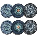 Kooalo Drink Coasters - Unique Set of 6 Absorbent Ceramic Coasters for Protecting Furniture, Table or Bar