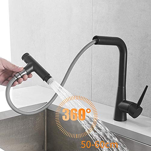 Robinet de cuisine avec douchette extractible 2 modes jet puissant et mitigeur noir