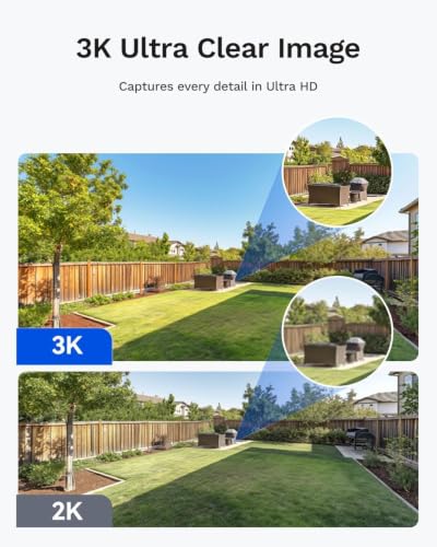 Image of 3K Solar Security Cameras Wireless Outdoor, 2 Cam-Kit, No Subscription | 3K color night vision, 360 view, Powerful 8W solar panel, One-click pairing, No subscription required, 2 camera kit