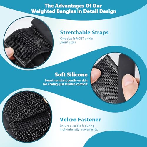 Image of Wrist and Ankle Weights for Women&Men - Adjustable Pilates Weighted Bangles, 2 lbs Weighted Arm Bands Foot Leg Weights for Walking, Yoga, Training, Exercise, Running, Set of 2 (1LB Each) (Black)