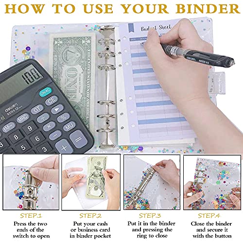 Capa de PVC A6 de 35 peças com 10 bolsos transparentes para fichário, impermeável, 6 anéis, sistema