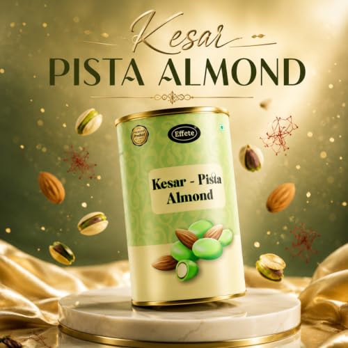 Image of Effete Choco Coated Kesar pista Chocolate Almond Can - 96gm, Chocolaty Dryfruits, Chocolicious Almonds, Dryfruits chocolates packet, chocolates gift pack, chocolate box, chocolates gift hemper