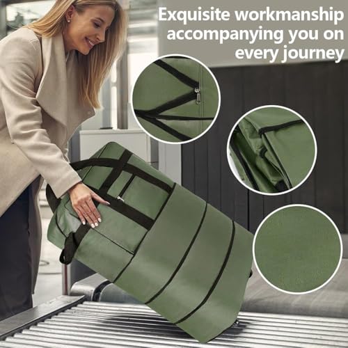 32" Duffel Bag w/Wheels, Waterproof Lightweight Fold & Expandable, Traveling Oxford Suitcase Duffel Travel Bag Large Capacity for Women Men Lattice3