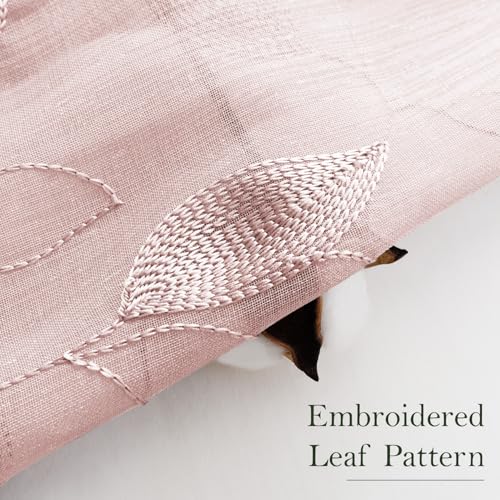 HOMEIDEAS Blush Pink Floral Sheer Curtains 63 Inches Long 2 Panels Embroidered Pattern Semi Sheer Window Curtains for Bedroom Living Room by HOMEIDEAS - Image 3