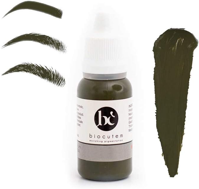 GREEN by Biocutem Microblading 1/2oz Pigment Ink for PMU Eyebrows corrections, Microblading Supplies, Professional Medical-Grade, Works with Permanent Machine,cosmetic tattoo pigment