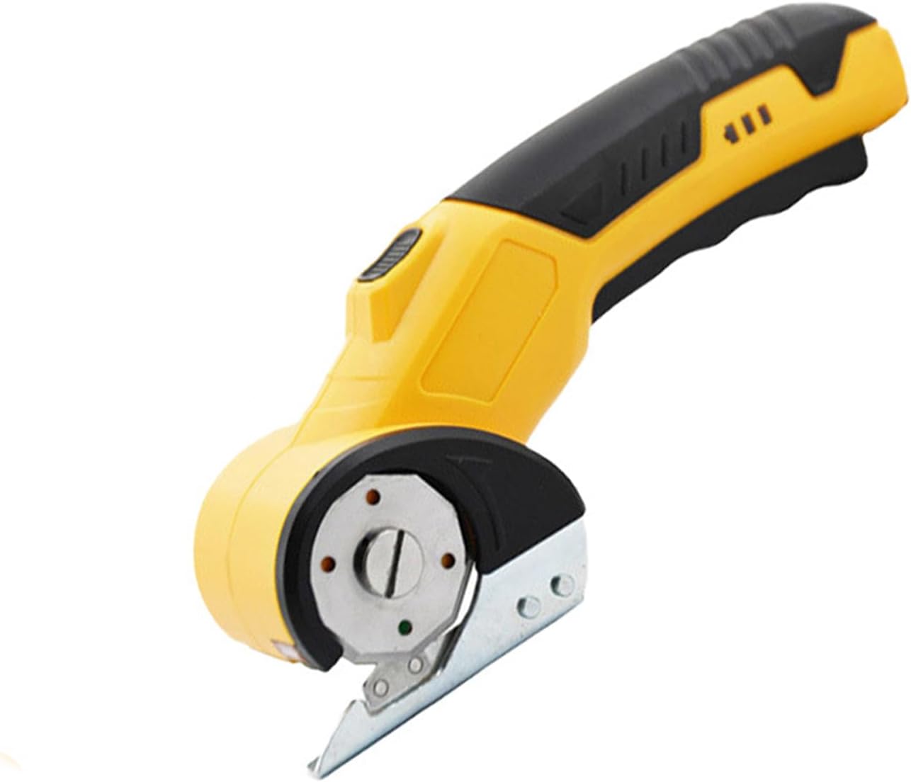 High-Speed ​​Cardboard Cutter, Cordless Rechargeable Electric Scissors with Safety Lock and LED Light, Rotating Blade for Cardboard Fabric Carpet（yellow）