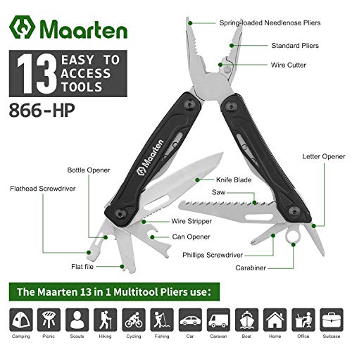 13-In-1 Multitool With Safety Locking, Professional Stainless Steel Multitool Pliers Pocket Knife, Bottle Opener, Screwdriver With Nylon Sheath For Outdoor, Survival, Camping, Hiking #TOP3