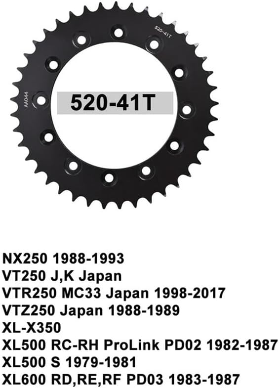 41T オートバイ用リアスプロケット NX250 88-93 VT250 VTR250 MC33 1998-2017 VTZ250