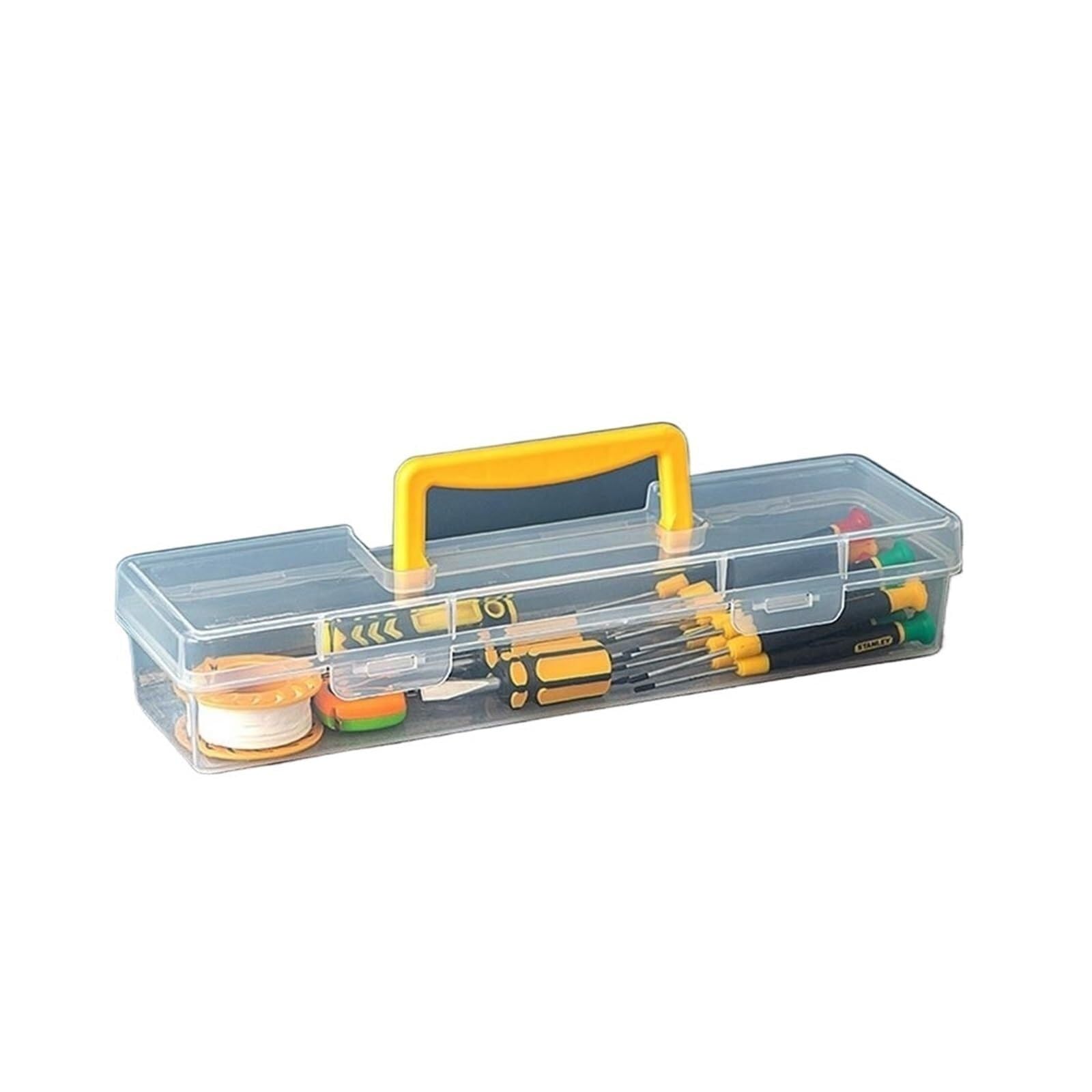 Tool Box Transparent Hardware Tool Box Multifuntional Toolbox Plastic Parts Organizer Household Storage(Yellow-style1)