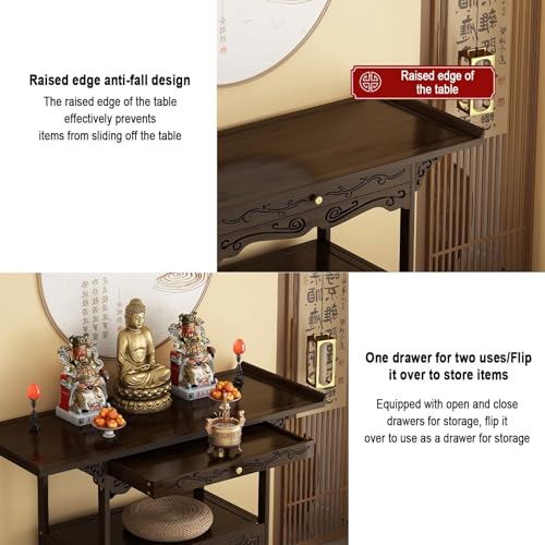 Table d'autel de méditation compacte avec meuble de rangement fermé - 7