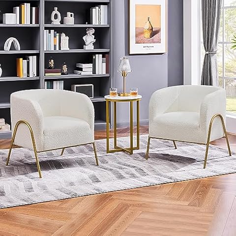 Yaheetech Fuzzy Boucle Fabric Barrel Chair Cover
