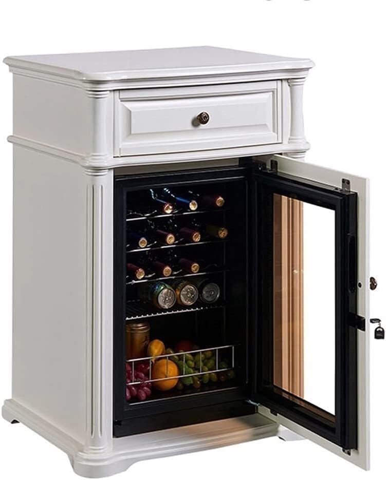 20-Bottle Vintage Wine Cooler, Built-in/Free-Standing Wine Fridge, 60x55x98cm, Quiet &, Dual-Temperature Zone, Brown(Blue)