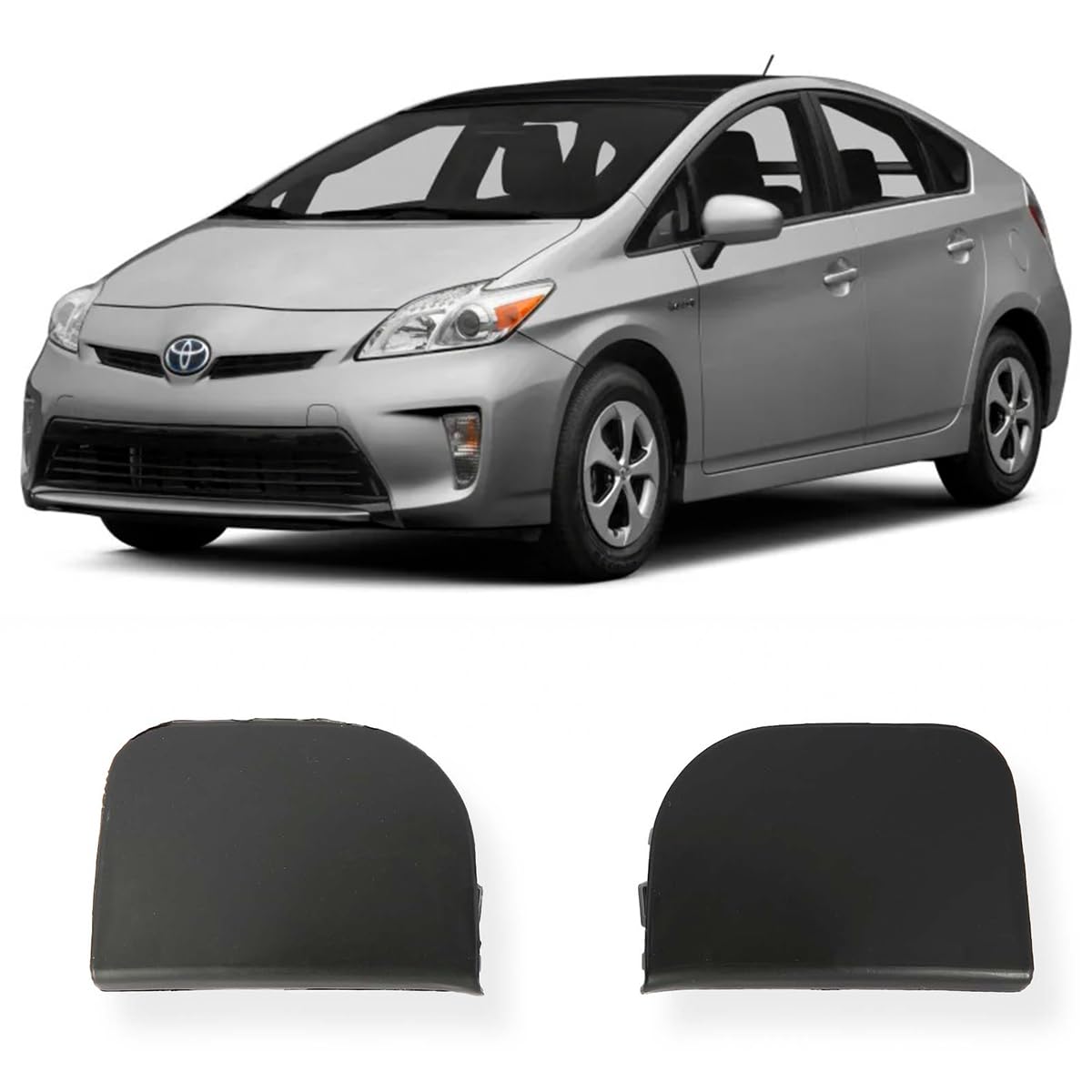 KARPAL Front Left Driver Side + Right Passenger Side Bumper Tow Hook Eye Cover Cap Compatible with 2012 2013 2014 2015 Toyota Prius 5212747903 5212847903