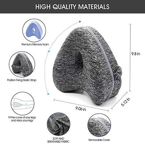 Cozy Bospin Knee Pillow Leg | Memory Foam Wedge Pillow | Leg Pillows For Sleeping,Leg Pain, Knees Pain, Joints Pain & Pregnancy Bed Leg Cushion For Side Sleepers (Gray) #TOP1