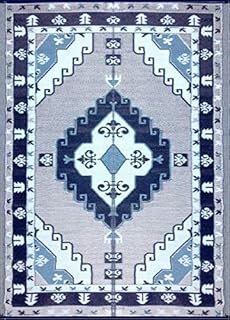 BalajeesUSA Outdoor Patio Rugs Clearance 6'x9' (183 cm x 274 cm) Nv Blue, Grey, White 20140