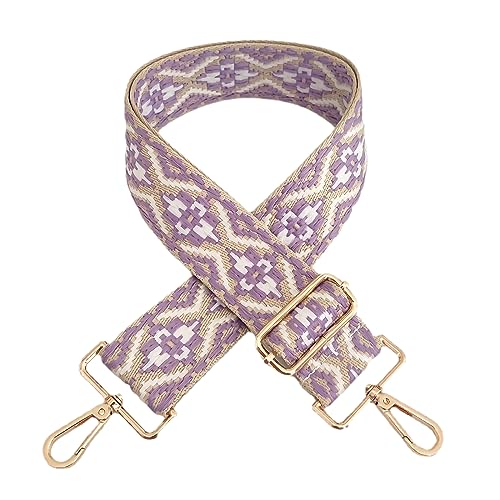 Image of Purse Strap Replacement Wide Adjustable Crossbody Shoulder Strap Guitar Straps for Handbags Flower Purple