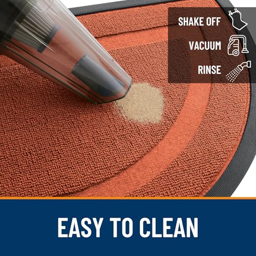 Image of OLANLY Half Circle Door Mat Indoor Outdoor Entrance Welcome, Waterproof All-Season, All-Weather Doormat, Sturdy Natural Rubber, Low Profile, Easy Clean Patio Porch Entryway Mat, 47x23, Vermillion Red