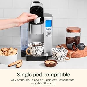 Cuisinart Coffee Maker, Single Serve 72-Ounce Reservoir Pod Coffee Machine, Programmable Brewing & Hot Water Dispenser, 5 Cup-Size Settings, Stainless Steel, SS-10P1, Silver — photo 3 of 6