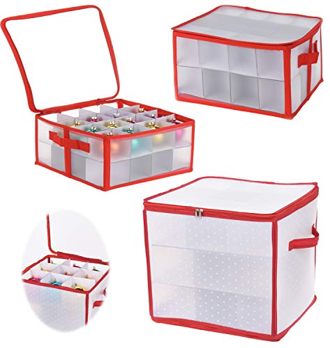 LS-LebenStil Aufbewahrungsbox für 27 Weihnachtskugeln max. Ø 10cm Organizer Christbaum-Kugeln Schmuck Cover