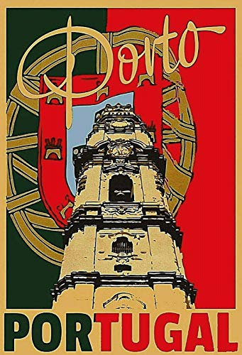 Mulrcks Portugal Bezel Series Décoration murale rétro en métal pour garage, bar, 20,3 x 30,5 cm Cover