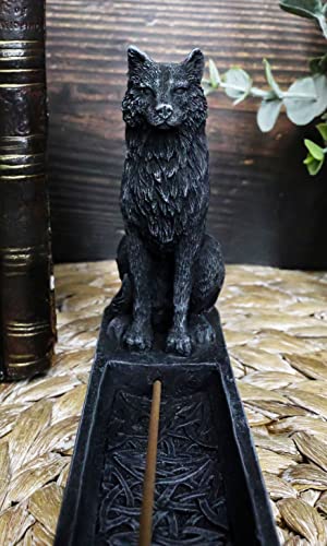 Ebros Moonlight Remus Stoic Sitting Alpha Wolf Incense Burner Holder Figurine With Celtic Knotwork Details As Home Fragrance Decor Figurine Accessory Timberwolves Totem Spirit Accent #TOP5