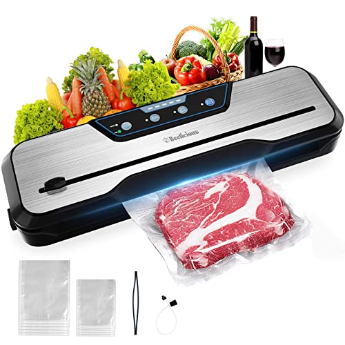 Automatic Food Vacuum Sealer Machine, Beelicious 8-In-1 Food Vacuum Saver with Starter Kits, Pulse Function, Moist & Dry Mode and External VAC for Jars and Containers