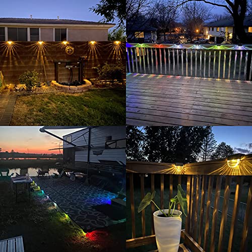 Image of Solar Deck Lights, 6 Pack Solar Fence Step Lights Outdoor Waterproof LED Solar Fence Lights for Patio, Stairs,Yard, Garden Pathway, Step and Fences, 10 Lumens, Warm White /Color Changing Lighting