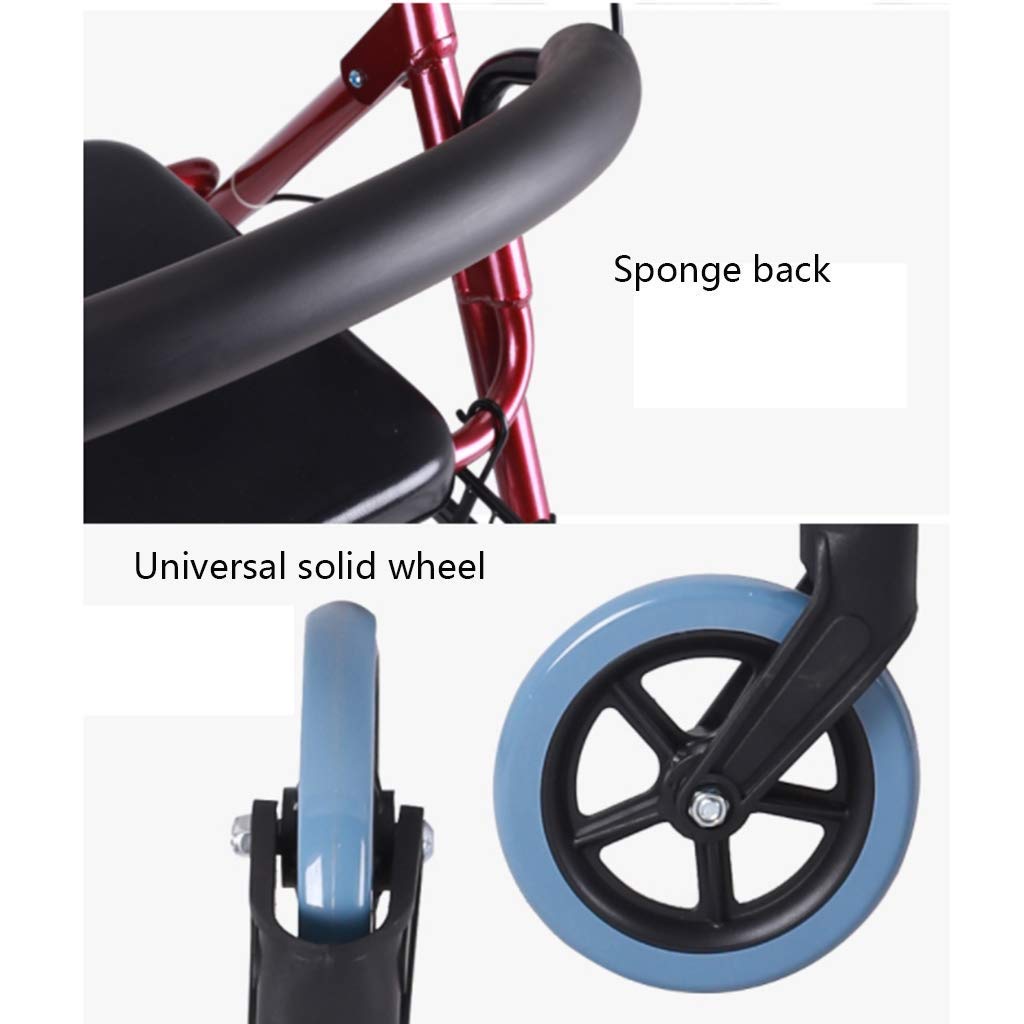 Andador para personas mayores con altura ajustable, ligero, plegable, de 4 ruedas, con cesta de asiento, andador para adultos de aluminio Lofty Ambition