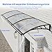 Vordach für Haustür,300x80cm Fenstervordach mit separater Entwässerung, Polycarbonat Pultvordach Überdachung für UV-, Regen- und Schneeschutz – Ideal für Veranda, Terrasse und Fenster