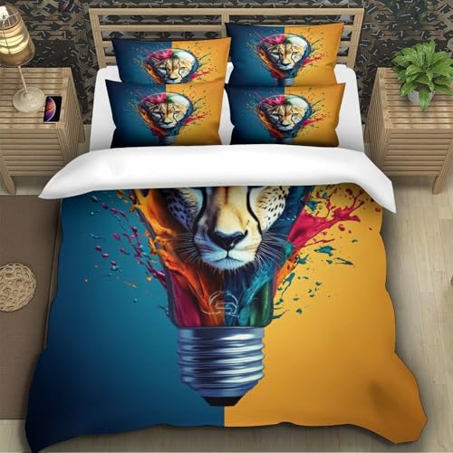 Linge de lit guépard 3D en microfibre micro-aérée haute densité Super King