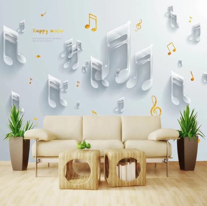 Fond d'ecran note de musique chambre enfant decoration interieure murale 3D