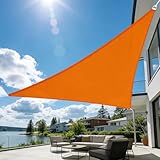 Coonoble 28'x 28'x 28' Triangle Sun Shade Sail Outdoor Patio Canopy, Heavy Duty UV Block Shade Cloth, Sunshade Pergola Covers for Outside Backyard Garden Porch, Customizable, Orange