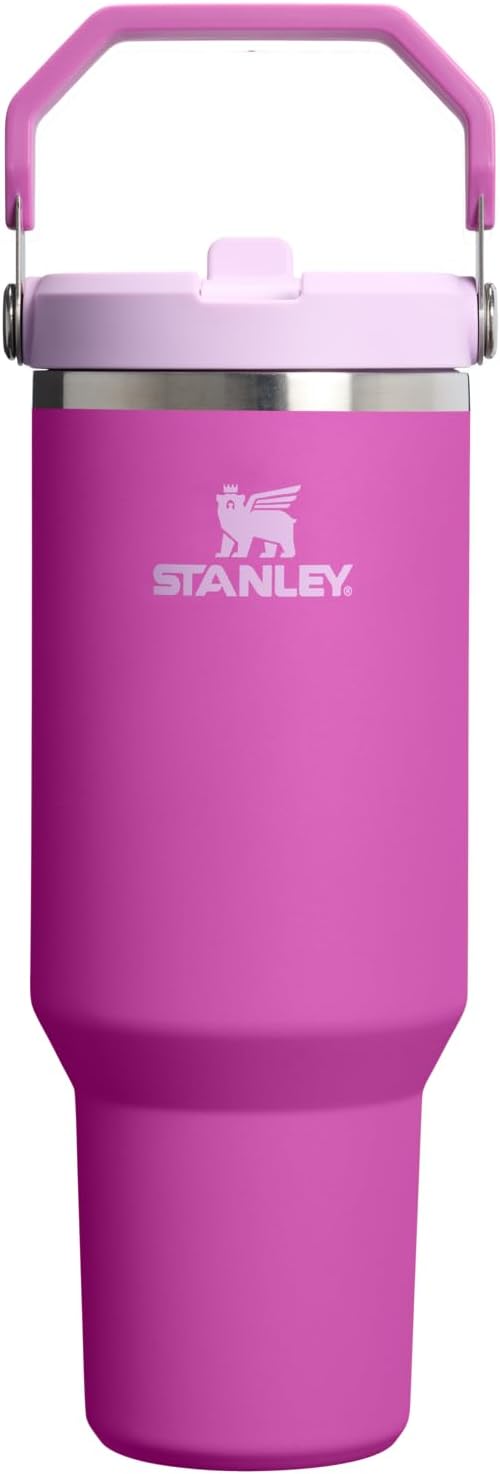 STANLEY IceFlow 2.0 Flip Straw Tumbler With Handle 40 Oz | Twist On Lid And Flip Up Straw | Leakproof Water Bottle | Insulated Stainless Steel | BPA-Free | Dark Blossom