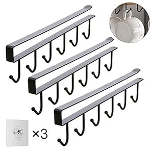 3 Stuks Mokhouders, Bekerhouder voor Mok Onder Kasten met Zelfklevende Schroeven, 6 Koffiekopjes, Mokhaak, Opslaghouder…