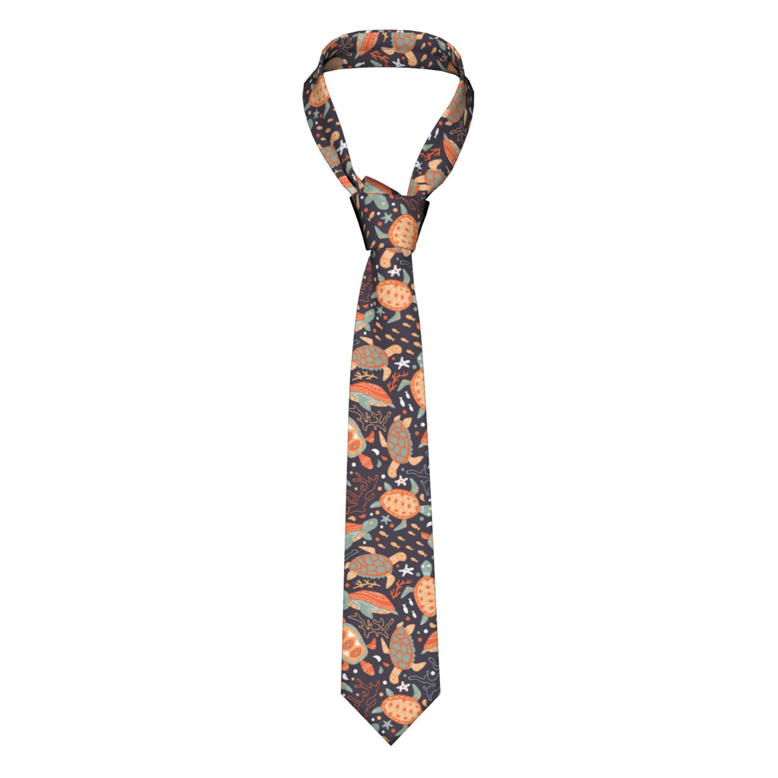 Kwqdozf Men's Turtles Tie Necktie Funny Novelty Summer Leaves Sloths Branch Neckties For Party