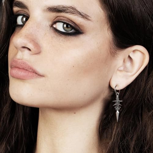 HZMAN Gothic Spike Dangle Earring for Men Punk Stainless Steel Earrings for Women2